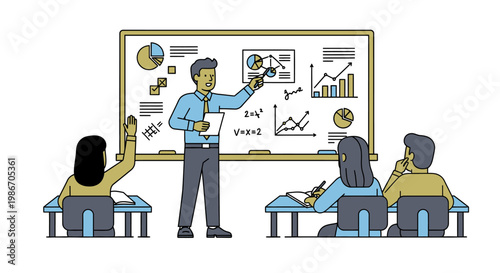 Teacher standing in front of students.