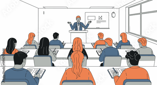 Students sitting in a classroom setting.