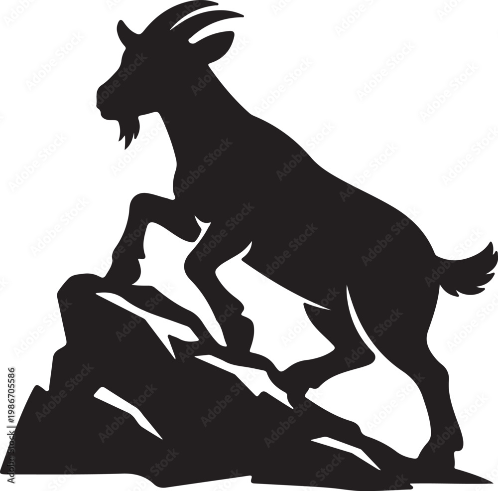 Fototapeta premium goat vector illustration black silhouette