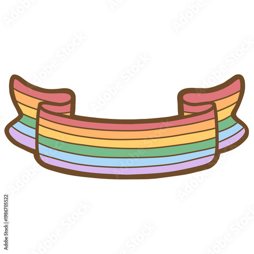 Cute Pride Month rainbow ribbon speech clipart png