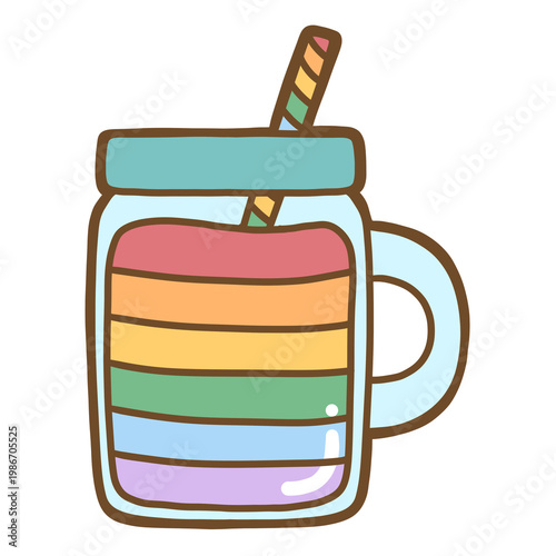 Cute Pride Month Rainbow drink cup clipart
