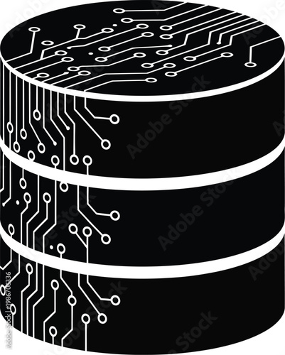 Circuit board pattern on a cylindrical object isolated on white background
