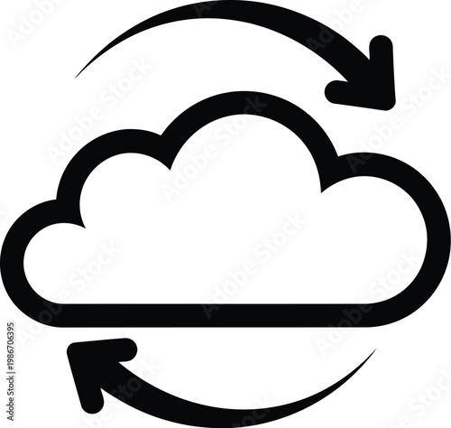 Cloud icon with circular arrows indicating data transfer or sync process online