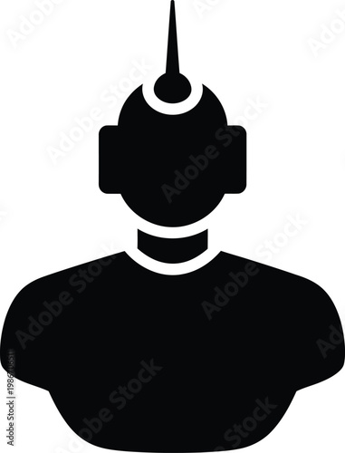 Futuristic robot character with horn and headset isolated on transparent background