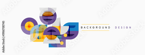 Abstract geometric shapes overlap, creating colorful design. Light background enhances visual impact. Modern aesthetic.