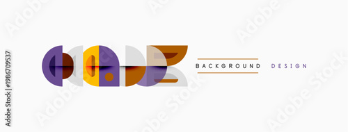 Abstract geometric shapes, purple, beige, white. Minimalist design elements create modern background. Clean lines, simple forms.