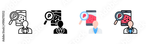 Tele Dermatology icon set multiple style collection