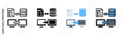 Data Interoperability icon set multiple style collection