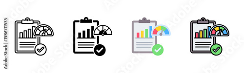 Outcome Tracking icon set multiple style collection