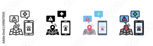 Tele Emergency icon set multiple style collection