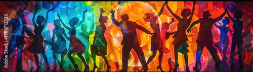 An inspiring watercolor mural depicting a diverse group of people united in harmony  ,3D
