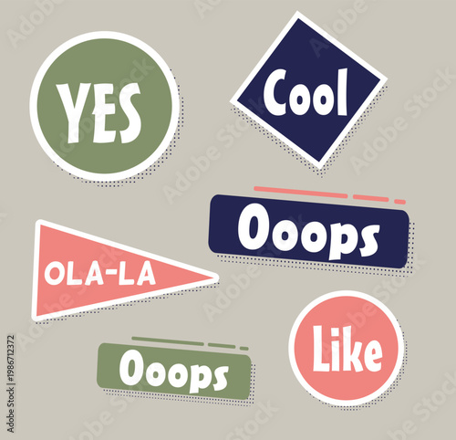 Collection of Colorful Informal Speech Bubble and Reaction Stickers, making them ideal for social media content, messaging apps, and contemporary digital marketing