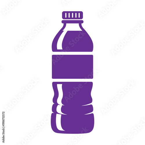 Purple icon of a plastic water bottle with label area beverage container refreshment hydration isolated background
