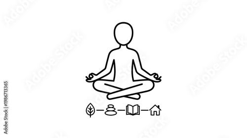 Minimalist Meditation Icon and Related Symbols