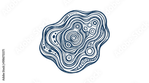 Abstract Organic Ink Drawing on White Background