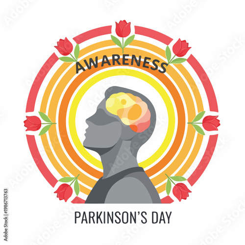 A colorful graphic raising awareness about Parkinson's disease