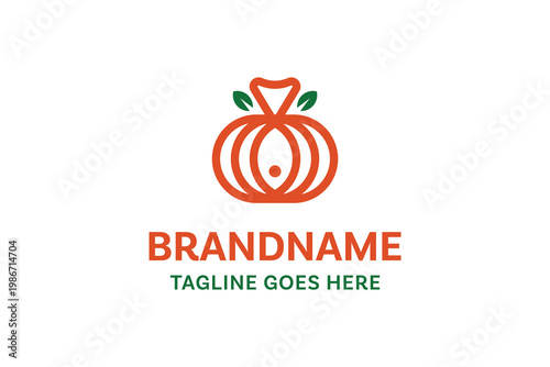 Fish and Pumpkin Modern Logo, symbolizing abundance, balance, and seasonal harmony