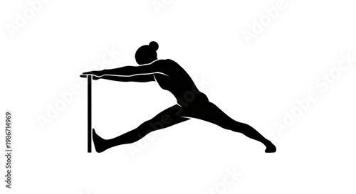 Athletic Silhouette of a Gymnast in Dynamic Pole Pose Dynamic Fitness Illustration Stock Vector