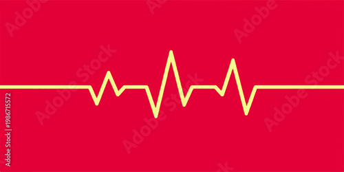 Red heart heartbeat line on ECG cardiogram over a medical red background showing health monitoring and pulse activity