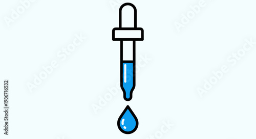 A simple illustration of a dropper with a blue liquid drop