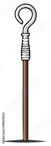 Vector illustration of a traditional shepherd's crook, a symbol of guidance and pastoral care
