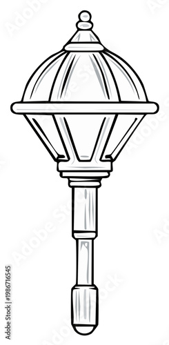 Ceremonial mace or staff illustration, design element, isolated and scalable, line art for a medieval kingdom symbol