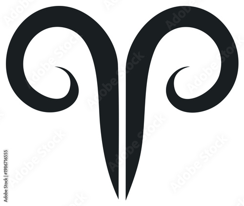 Stylized Aries zodiac sign symbol, astrological glyph, vector illustration