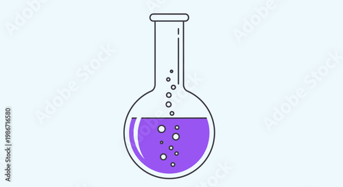 A simple illustration of a laboratory flask with purple liquid
