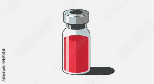 A cartoon illustration of a vial filled with red liquid
