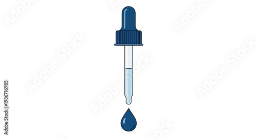 Pipette Tool with Blue Liquid Drop Vector