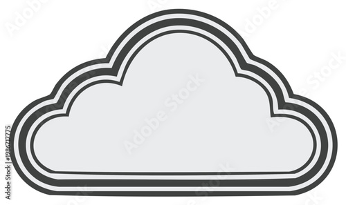 Stylized Cloud Icon with Thick Striped Outline, Isolated Vector Graphic for Weather Forecasting and Technology Applications