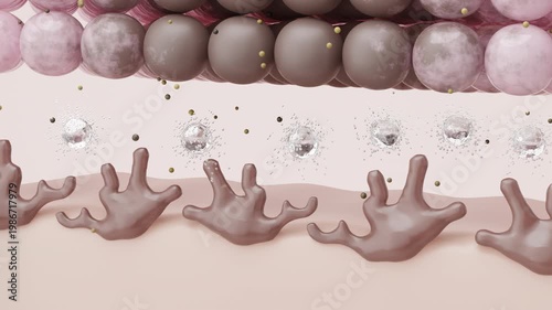 Melanin reduction serum for hyperpigmentation treatment in skin layers 3D animation