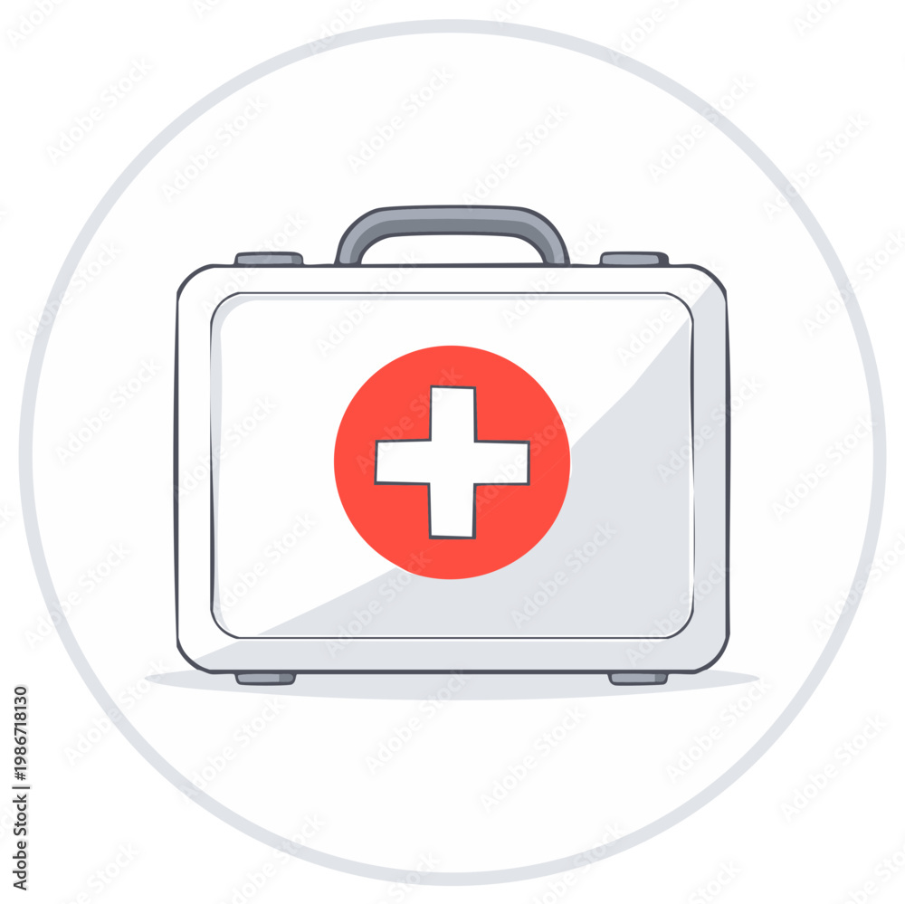 Fototapeta premium First Aid Kit with Red Cross Emblem for Medical Emergency Supplies