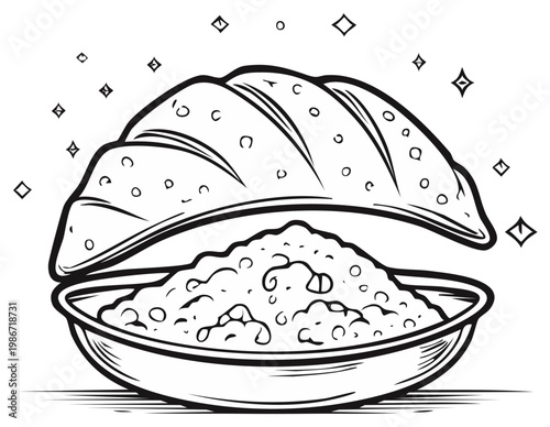 Delicious savory pastry filled with chunky ingredients served in a rustic bowl with sparkling highlights