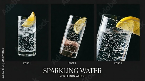 Wallpaper Mural Sparkling Water with Lemon Wedge in Three Glasses. Torontodigital.ca