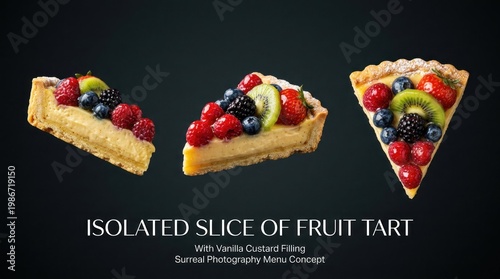 Wallpaper Mural Delicious Slices of Fruit Tart on Dark Background. Torontodigital.ca