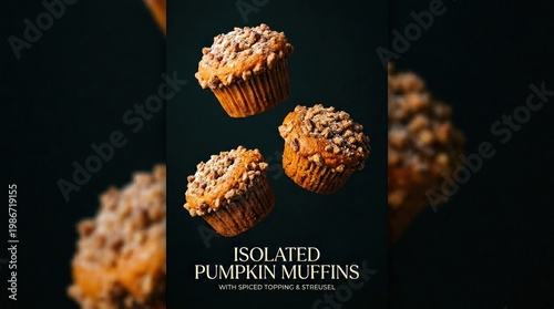 Wallpaper Mural Delicious Pumpkin Muffins Isolated on Dark Background, Studio Shot. Torontodigital.ca