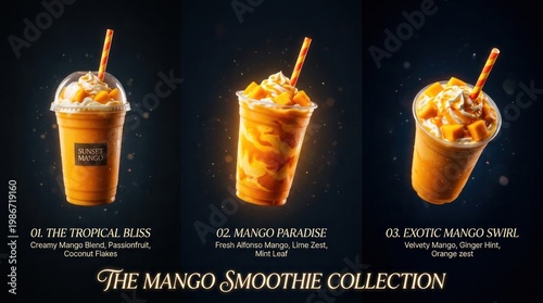 Wallpaper Mural Delicious Mango Smoothie Collection - Refreshing Tropical Drinks. Torontodigital.ca