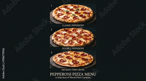 Wallpaper Mural Delicious Pepperoni Pizza Menu Displayed on Black Background. Torontodigital.ca