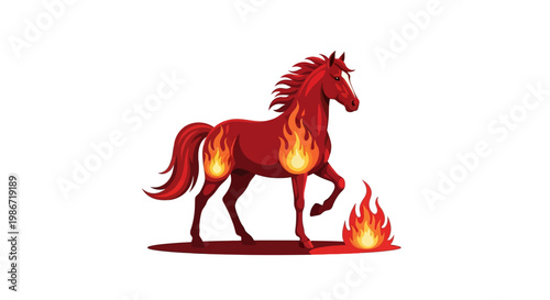 A vibrant vector illustration celebrates the Chinese New Year 2026, depicting the Year of the Fire Horse with fiery designs and a traditional artistic style against a clean white