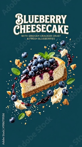 Wallpaper Mural Delicious Slice of Blueberry Cheesecake with Fresh Berries. Torontodigital.ca