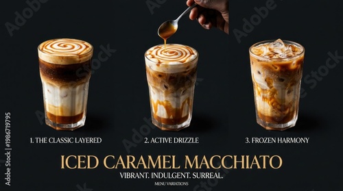 Wallpaper Mural Delicious Iced Caramel Macchiato Drinks with Drizzle and Layers. Torontodigital.ca