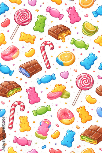 Organic Scatter Candy Pattern Seamless Sweet Background