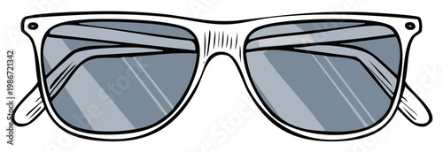 Hand Drawn Retro Sunglasses Vector Illustration Isolated Classic Eyewear