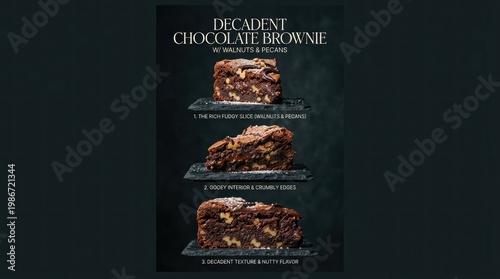 Wallpaper Mural Delicious Decadent Chocolate Brownie Slices on Black Slate. Torontodigital.ca