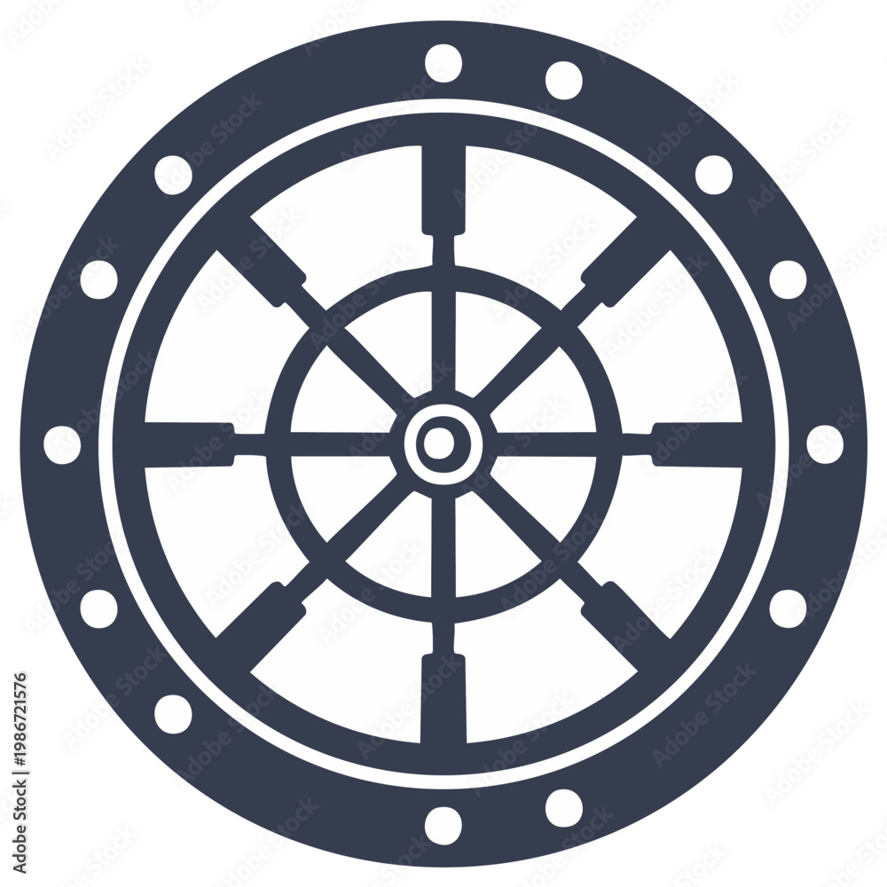 Obraz premium Navigational Ship Helm Wheel Symbol Nautical Maritime Icon