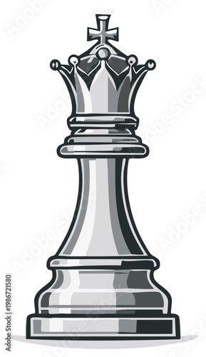 Silver King Chess Piece Gleaming with Regal Design Symbolizing Strategy and Royalty