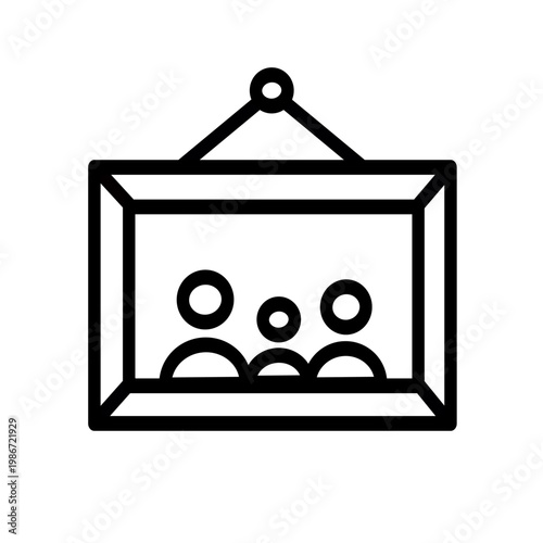 Family picture in photo frame icon. Vector graphic, not Artificial Intelligence, logo illustration. Replaceable vector design.