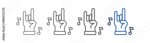 
outline icon set heavy metal with hand and chart design