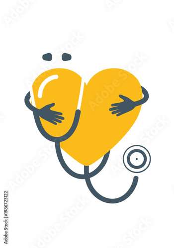 A person in a yellow hazmat suit rides a bicycle with a large backpack isolated on transparent background